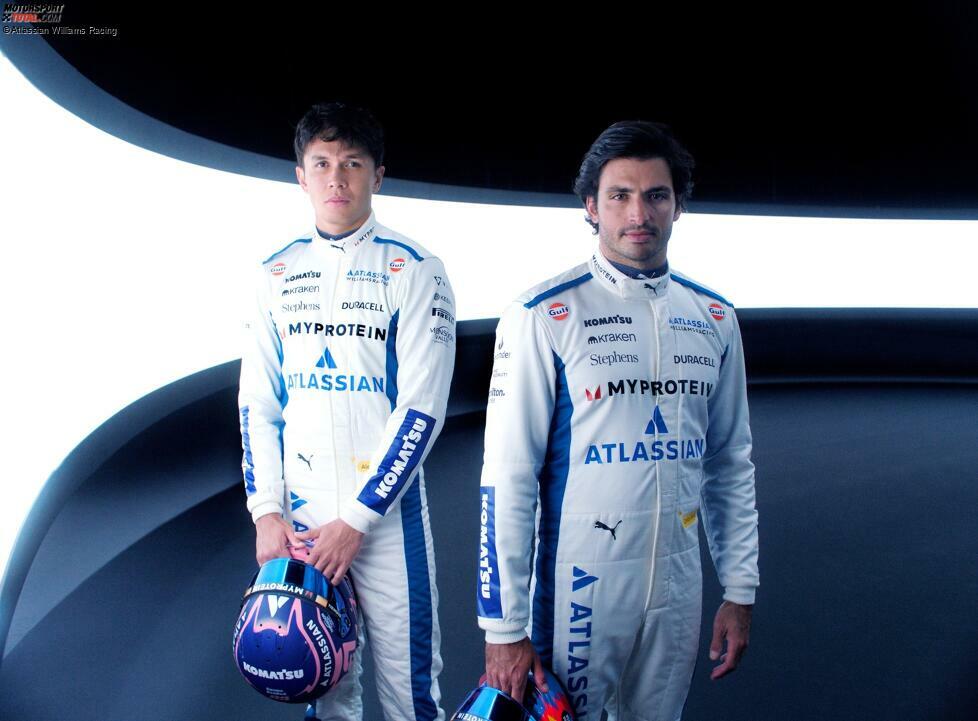... Williams gleich schon den neuen Look der Fahreroveralls mit Atlassian-Sponsoring. Hier posieren Albon und Sainz in ihrer Kluft für 2025. Das Auto hingegen ...