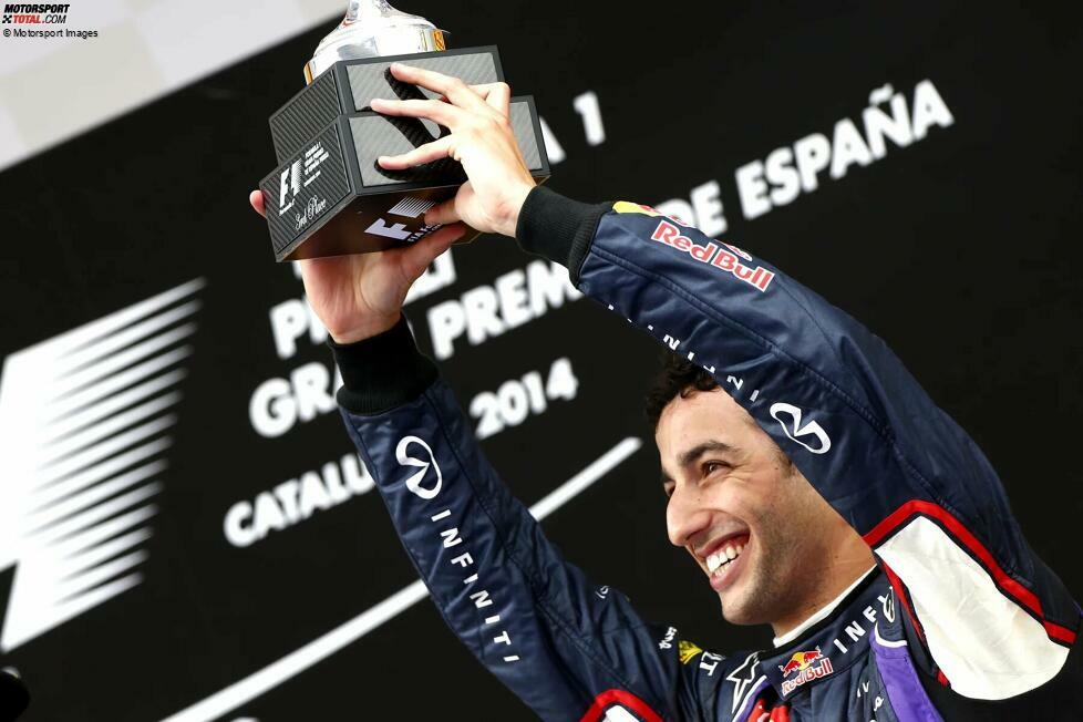 ... zieht Red Bull Nachwuchstalent Daniel Ricciardo von Toro Rosso hoch. Der Australier gewinnt mit den Bullen 2014 auch direkt drei Rennen, doch die vorherige Dominanz des Teams endet mit dem neuen Hybrid-Reglement. Konstrukteurs-Weltmeister wird man erst 2022 wieder - als Ricciardo längst weg ist.
