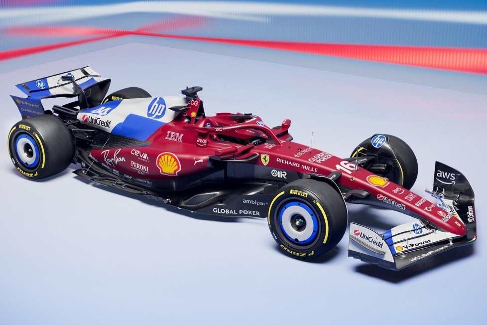 Auch 2025 tritt Ferrari beim Miami-Grand-Prix wieder mit einer speziellen Lackierung an - Wie auch schon 2024 setzt man auf blaue Farbakzente
