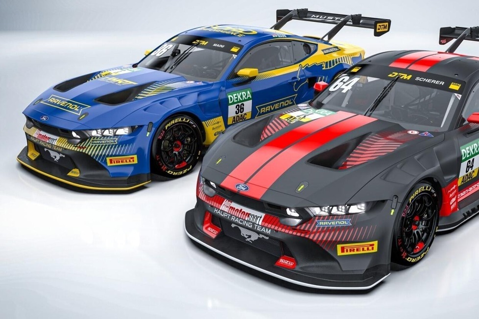 Das Haupt-Racing-Team hat die finalen Designs der beiden Ford-Mustang-Boliden für die DTM-Saison 2025 präsentierten: Wie die Autos von Maini und Scherer aussehen