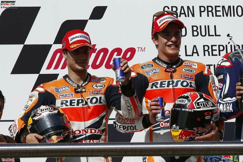2014: 1. Marc Marquez (Honda), 2. Dani Pedrosa (Honda), 3. Jorge Lorenzo (Yamaha)