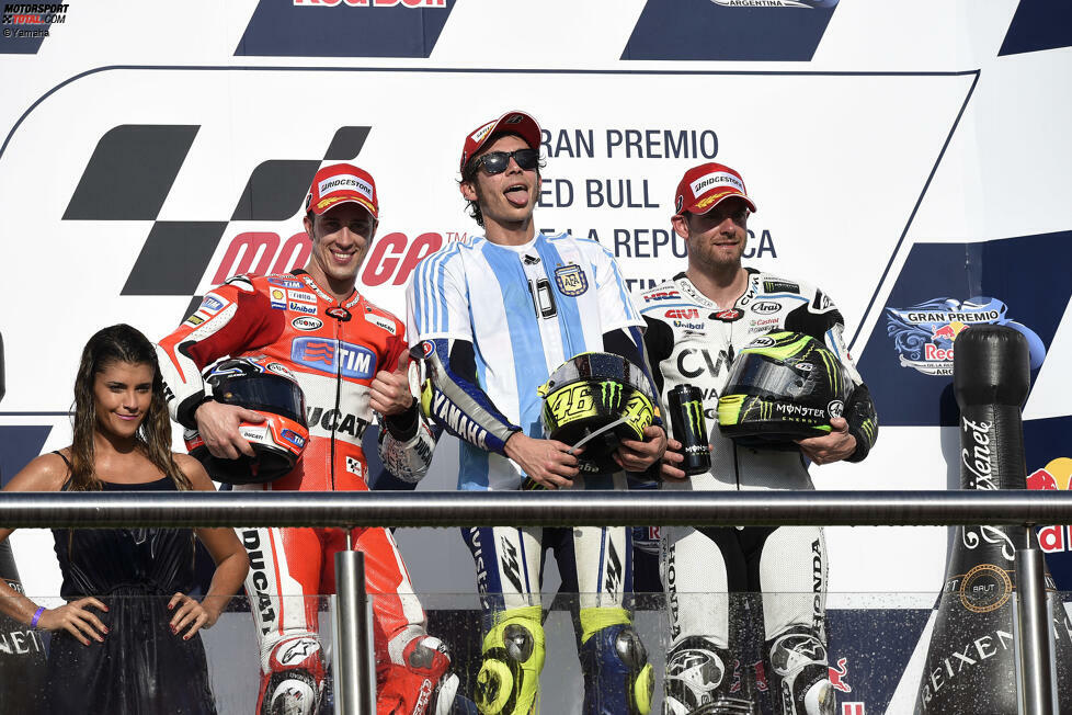 2015: 1. Valentino Rossi (Yamaha), 2. Andrea Dovizioso (Ducati), 3. Cal Crutchlow (LCR-Honda)