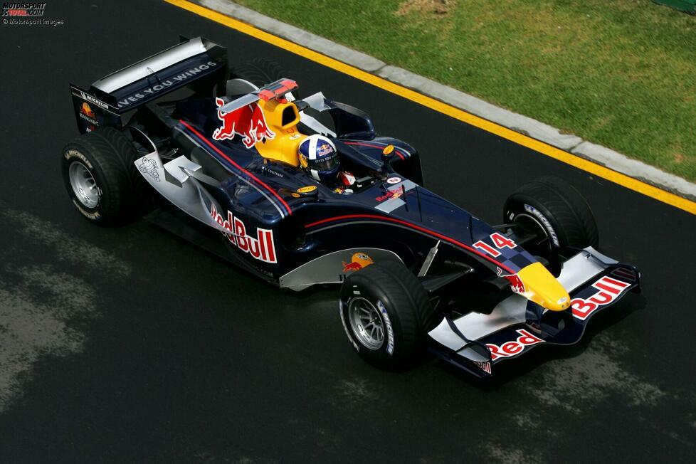 David Coulthard - 4. Platz beim Grand Prix von Australien 2005: Der erfahrene Pilot war Teil der ursprünglichen Red-Bull-Fahrerpaarung in der Debütsaison des Teams. Coulthard nutzte sein Jahrzehnt an Formel-1-Erfahrung, um nur knapp das Podium zu verpassen - im allerersten Rennen von Red Bull Racing als eigenständiges Team.