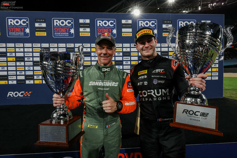 Und auch im Nations Cup triumphierte Loeb gemeinsam mit seinem Landsmann Victor Martins, der 2025 in der Formel 2 antritt und am kommenden Wochenende in Melbourne im Rahmen der Formel 1 in die Saison startet. Loeb und Martins zelebrierten ihren Sieg mit jeweils einem Rückwärtssalto.