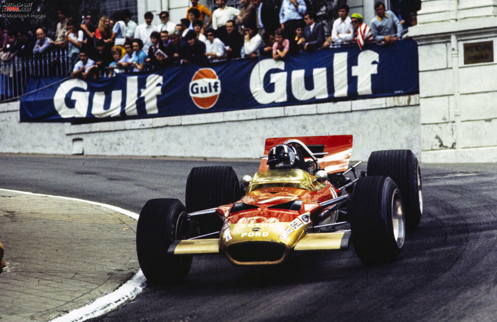Graham Hill (Lotus 48B Ford) gewinnt 1969 den Grand Prix von Monaco.