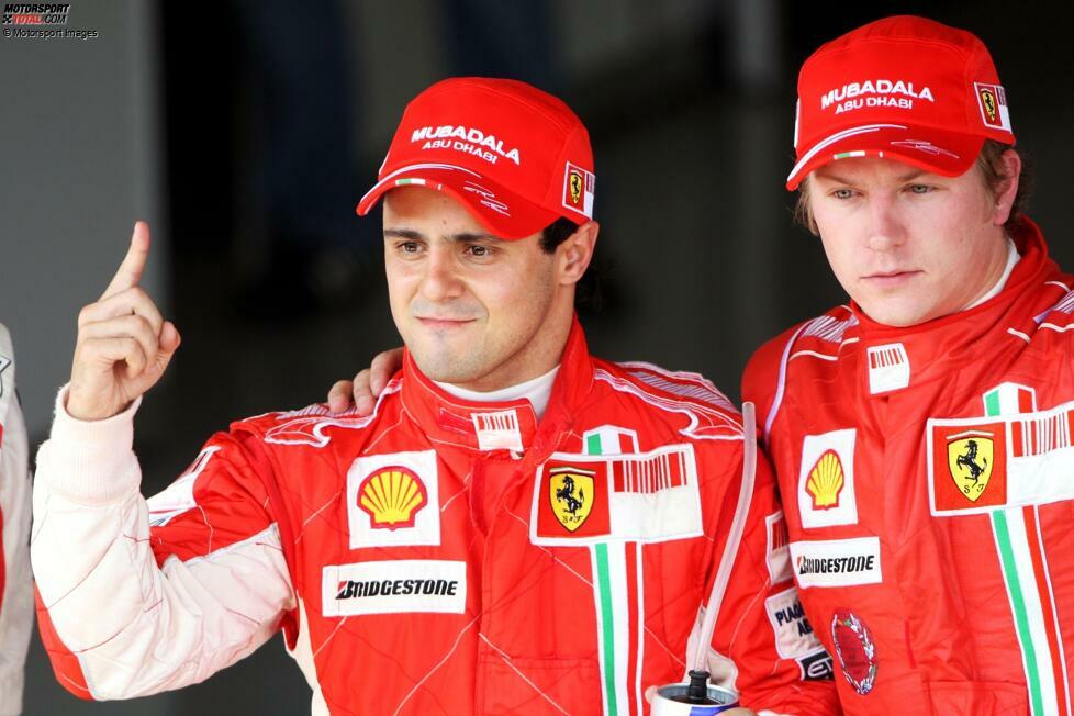 Felipe Massa (Kimi Räikkönen und Jacques Villeneuve): Er schlägt mit Kimi Räikkönen 2008 bei Ferrari als einer von nur zwei Piloten in unserer Liste sogar einen amtierenden Weltmeister. Zuvor bei Sauber bezwingt er bereits 2005 Jacques Villeneuve. Er schlägt also gleich zwei Champions - gewinnt selbst aber nie den Titel.