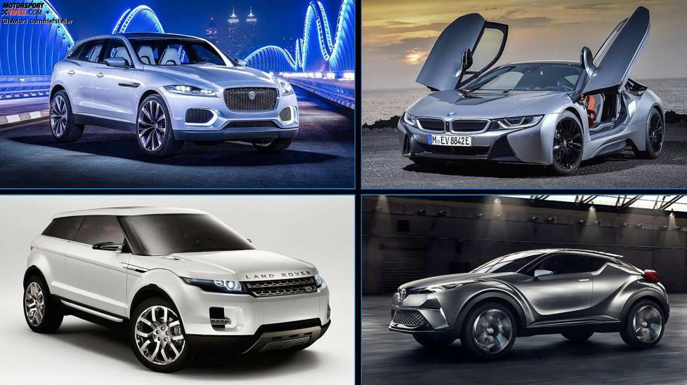 Auf jeder Automesse werden Dutzende von Deignstudien vorgestellt. Manche sind reine Fingerübungen für Designer, andere zeigen einzelne Elemente künftiger Modelle. Manchmal gibt es jedoch auch Studien, die so viel positive Resonanz erzeugen, dass sie praktisch unverändert in Serie gehen. Dies war der Fall beim Land Rover LRX, dem Peugeot RCZ und 13 weiteren Modellen, die wir Ihnen im Folgenden zeigen.