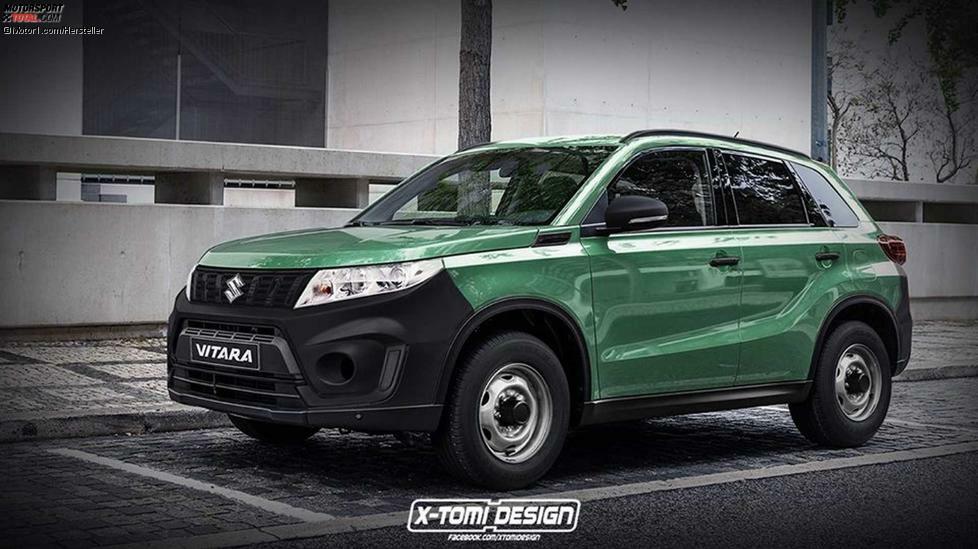 Zu guter Letzt noch eine Idee für den Suzuki Vitara. Dessen Realität sieht wie folgt aus: Startpreis 18.650 Euro für die Version mit Einliter-Turbobenziner und 111 PS. Inklusive sind bereits eine Klimaanlage und ein CD-Radio mit Bluetooth. Dazu kommen 16-Zoll-Stahlfelgen plus lackierte Stoßfänger.