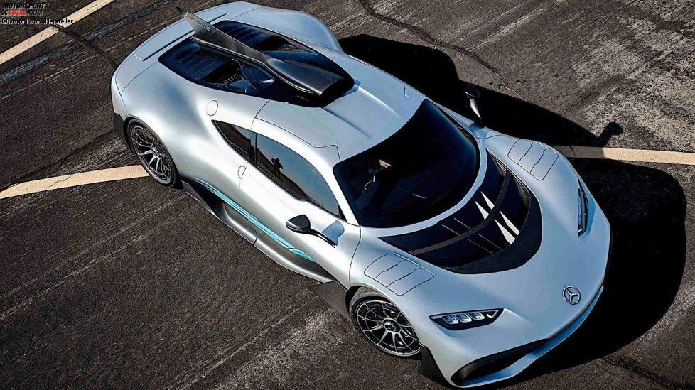 Der Mercedes-AMG One ist noch nicht auf dem Markt. Aber wer das Auto bereits konfiguriert hat, soll den Wagen im Jahr 2020 bekommen. Der One ist ein Hybrid, er hat einen Formel-1-Verbrennungsmotor (1,6-Liter-V6) sowie vier Elektromotoren. Die Gesamtleistung wurde noch nicht bekannt gegeben, aber laut Mercedes liegt sie über 1.000 PS.