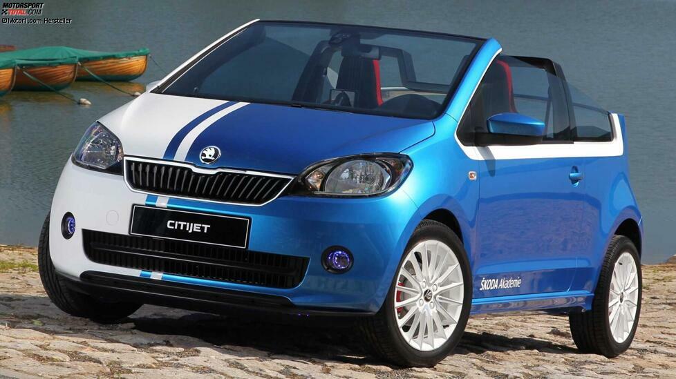 Der Skoda Citigo, Bruder des VW Up und des Seat Mii, wurde in einer Cabrio-Version namens CitiJet als das erste Concept Car der Skoda-Akademie präsentiert, das von einem Team von 16 Studenten entwickelt wurde. Ihrer Meinung nach besteht der komplizierteste Teil der Gestaltung dieser 