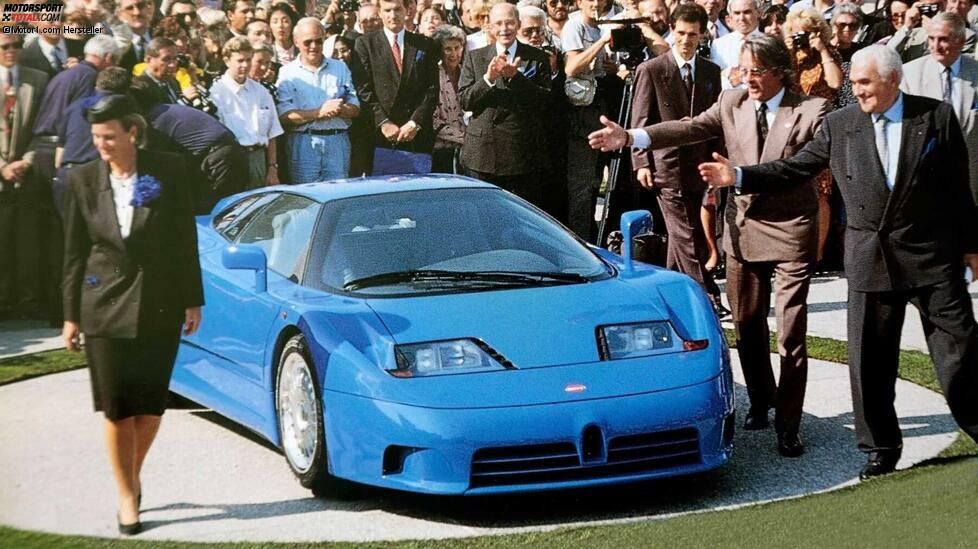 Es war die Sensation des Jahres 1991: Bugatti kehrt als Automarke zurück! Schon der Name des neuen Modells EB110 ist eine Verbeugung vor Ettore Bugatti. EB steht für Ettore Bugatti, 110 für seinen 110. Geburtstag.
Ausgedacht hat sich das Ende der 1980er-Jahre ein Italiener. Romano Artioli ist seit Jahrzehnten ein großer Sammler von Bugatti-Fahrzeugen. Zugleich arbeitet er als erfolgreicher Automobilimporteur und -händler im Norden Italiens, vor allem für Ferrari und zwei japanische Marken. Mitte der 1980er-Jahre träumt er von dem ultimativen Sportwagen.
Artiolis Leidenschaft zu Bugatti ist so groß, dass er die legendäre französische Automobilmarke wiederbelebt. 1987 kauft er die Markenrechte. 
Als Antrieb für den Supersportwagen wählt Artioli einen 3,5-Liter-V12-Mittelmotor, dem damaligen Formel-1-Reglement entsprechend, mit vier Turboladern und einer Höchstdrehzahl von 8.250 U/min. Je nach Modell und Ausbaustufe leistet das Triebwerk zwischen 560 und 610 PS.
Der EB110 fährt in einer neuen Liga: Von 0 auf 100 km/h sprintet der EB110 in bis zu 3,26 Sekunden und ist damit das schnellste Serienauto seiner Zeit. Die Höchstgeschwindigkeit der SS-Version liegt bei 351 km/h. Weltrekord für einen Seriensportwagen.
Doch der Markt für Supersportwagen bricht zur gleichen Zeit dramatisch ein, die Nachfrage sinkt drastisch. Daneben investiert Artioli in das Automobilunternehmen Lotus (die Elise ist nach seiner Enkelin benannt) und häuft hohe Verbindlichkeiten an. Als er Probleme mit Lieferanten bekommt und sie nicht mehr bezahlen kann, wird die Produktionsstätte in Italien geschlossen. Auch die Entwicklung einer 455 PS starken Limousine namens EB112 wird gestoppt. Bis 1995 entstehen in der Manufaktur in Campogalliano nur rund 96 EB110 GT und 32 EB110 Super Sport, insgesamt etwa 128 Fahrzeuge, davon 2 offizielle Werksrennwagen mit 670 PS.