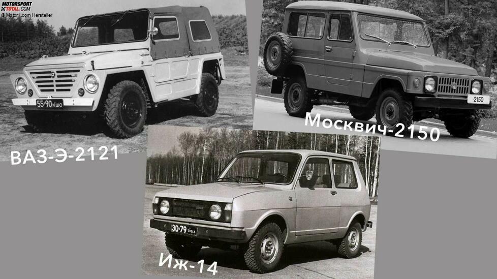 Im Sommer 1970 hatte Alexei Kossygin, Vorsitzender des Ministerrats der UdSSR, die Idee, einen Geländewagen zu entwickeln, der die Geländetauglichkeit des existierenden UAZ mit dem Komfort eines PKWs verbinden sollte. Der Auftrag zur Entwicklung eines solchen Fahrzeugs wurde sofort auf die Schreibtische der Direktoren von drei Werken gelegt: VAZ, AZLK und IzhAvto. Und bald erschienen die ersten fahrfähigen Prototypen - VAZ-E-2121, Moskvich-2150 und Izh-14.
Die Ausschreibung wurde von der Variante aus Togliatti recht klar gewonnen. Von allen dreien erwies sich der zukünftige Niva als der ausgewogenste und konkurrenzfähigste gegenüber den ausländischen Pendants. Die Referenzfahrzeuge für die Ingenieure und Designer des Werks an der Wolga waren übrigens die Land Rover Serie II (der Vorgänger des Defender) und der gerade vorgestellte Range Rover der ersten Generation.