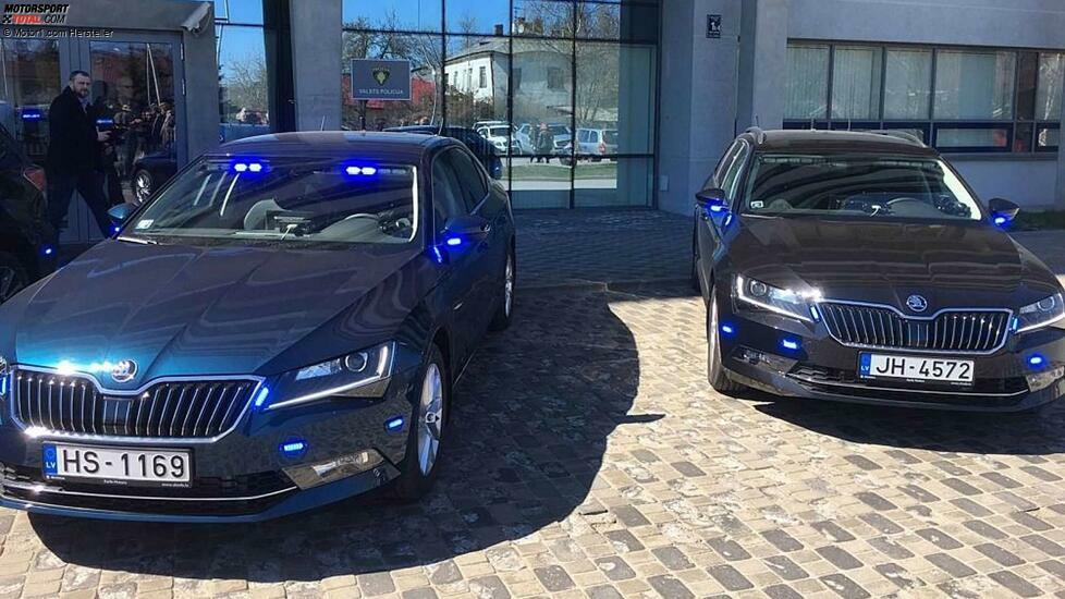 Skoda-Modelle als Polizeifahrzeuge: Lettland