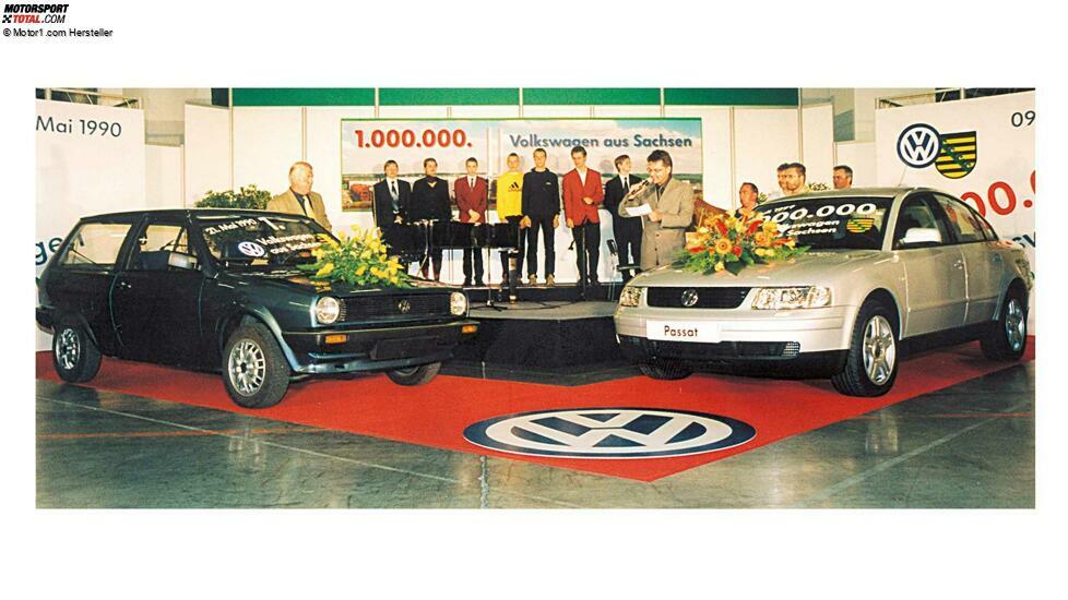 Im Juli 1999 wird der einmillionste Volkswagen aus Sachsen gefeiert