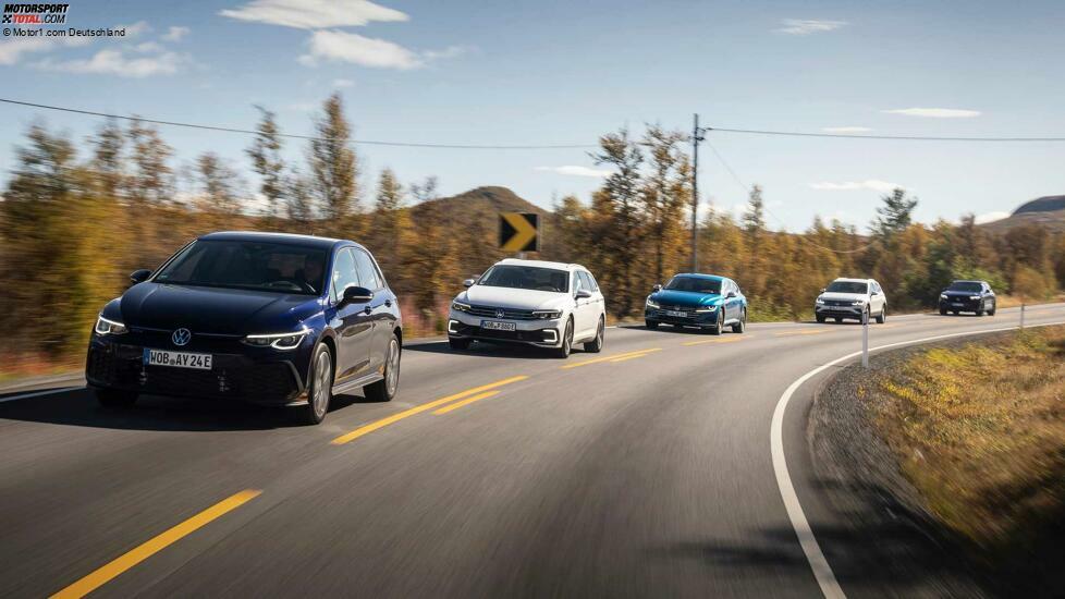 VW Passat GTE Variant, Touareg R, Tiguan eHybrid, Arteon Shooting Brake eHybrid und Golf GTE