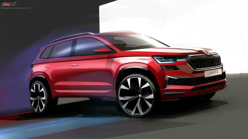 Skoda Karoq Facelift (2021) auf ersten Designskizzen