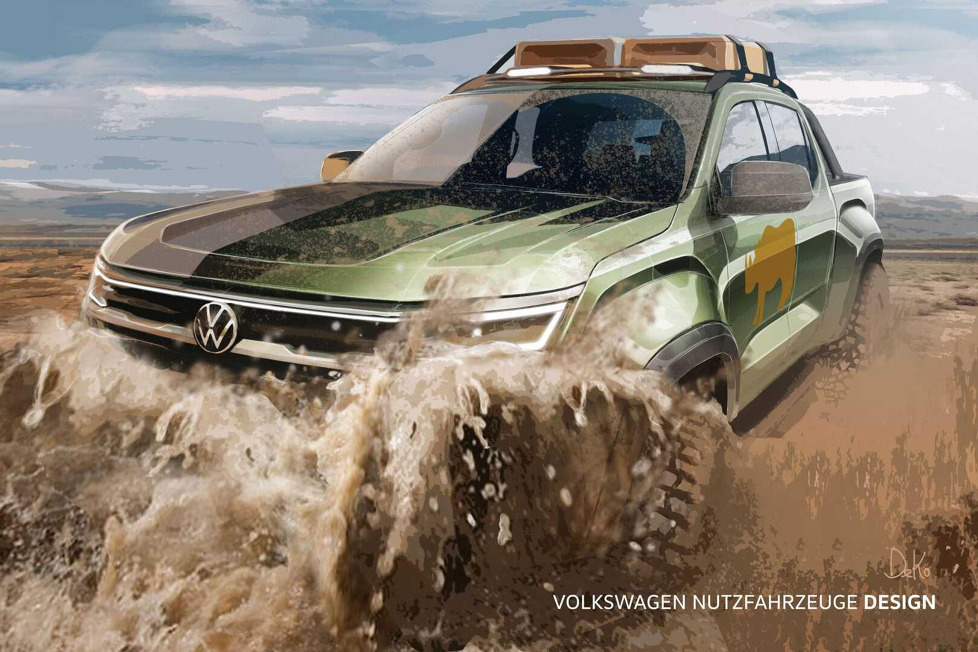 VW Nutzfahrzeuge zeigt den nächsten Amarok auf neuen Teaserbildern: Der Pick-up teilt sich die Plattform mit dem neuen Ford Ranger