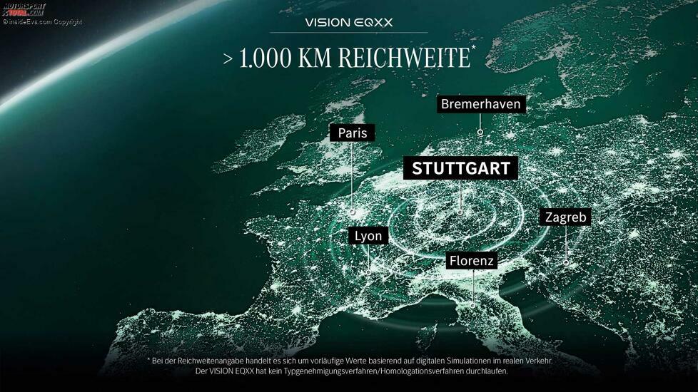 Mercedes Vision EQXX: Mit 1.000 km Reichweite müsste man von Stuttgart bis Paris fahren können