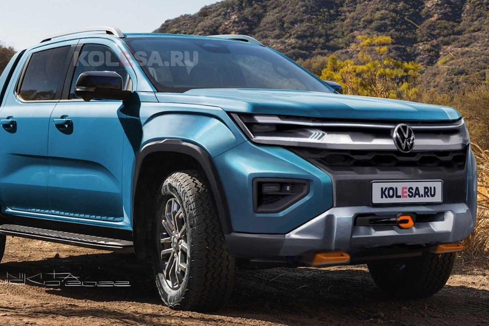 Volkswagen hat den kommenden Amarok auf Ranger-Basis angeteasert: Hier ist eine Reihe inoffizieller Renderings von Kolesa