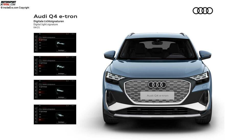 Audi Q4 e-tron (2021): Infografik zur veränderbaren LED-Lichtsignatur