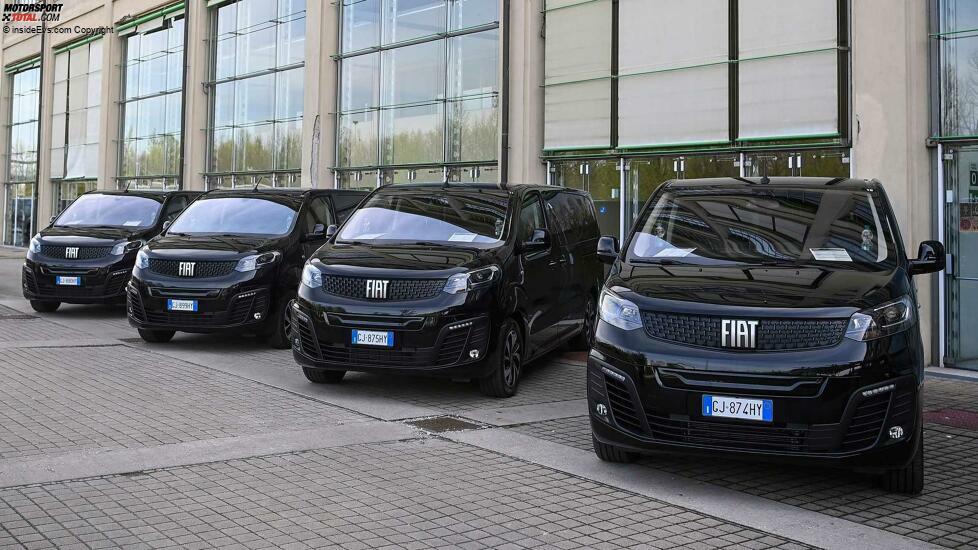 Fiat E-Ulysse: Die Testwagen vor dem Lingotto-Gebäude in Turin