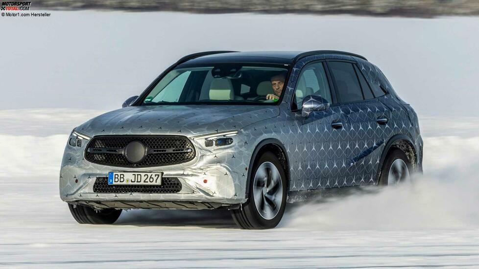 Mercedes GLC (2022) als Prototyp bei der Wintererprobung