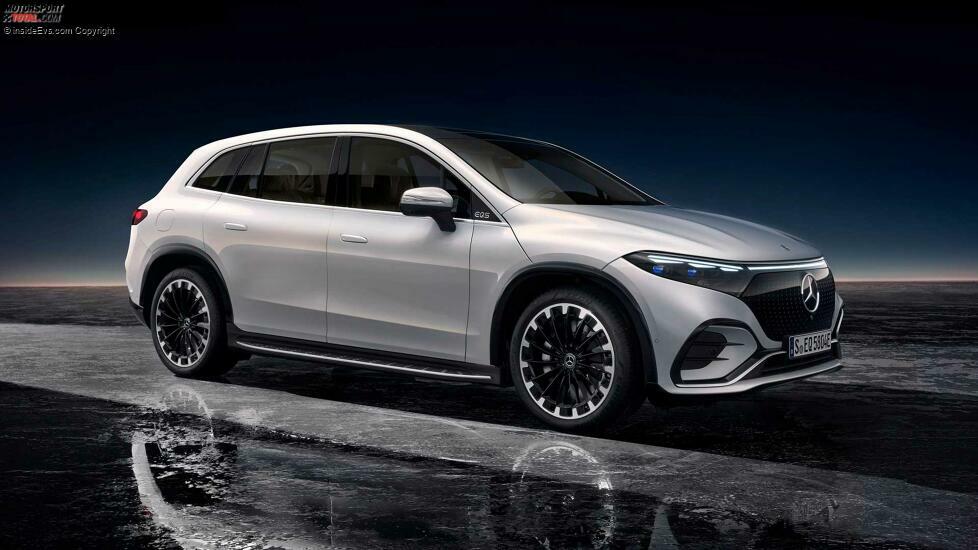 Mercedes EQS SUV in Diamantweiß, Studioaufnahme (2023)