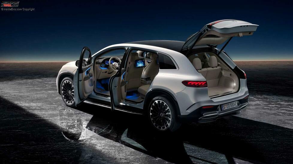 Mercedes EQS SUV in Diamantweiß, Studioaufnahme (2023)