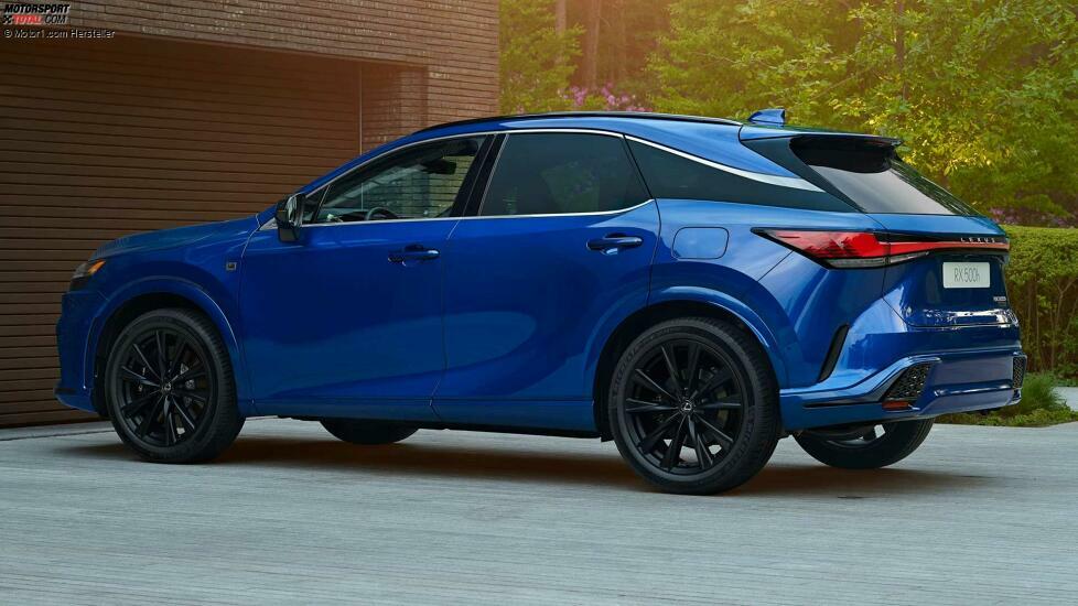 2023 Lexus RX 500h Hitze Saphirblau Heckwinkel