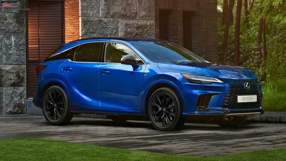 2023 Lexus RX 500h Heat Saphirblau Vordere Ecke