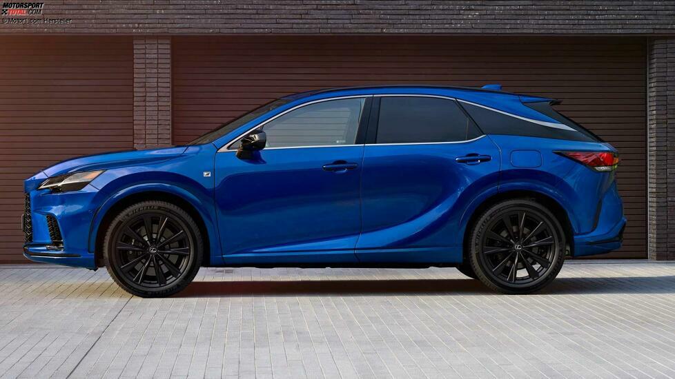 2023 Lexus RX 500h Hitze Saphirblau Seitenperspektive