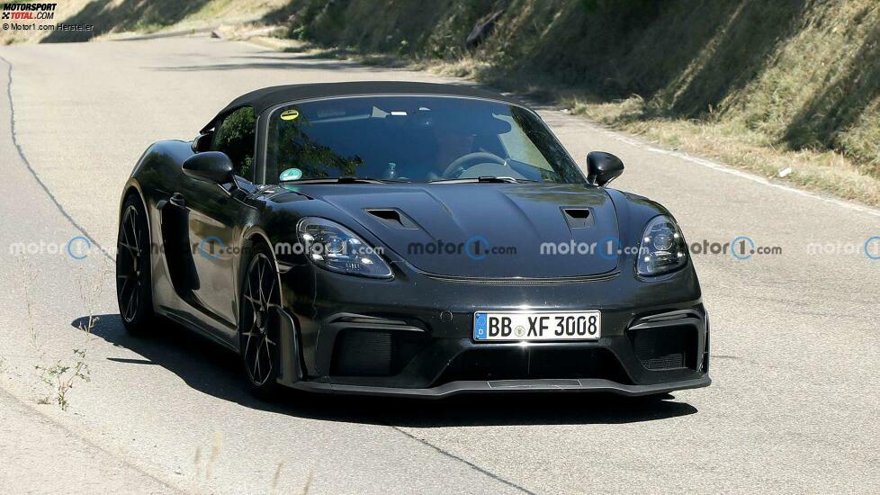 Porsche 718 Boxster Spyder RS Spionagefoto, Frontansicht