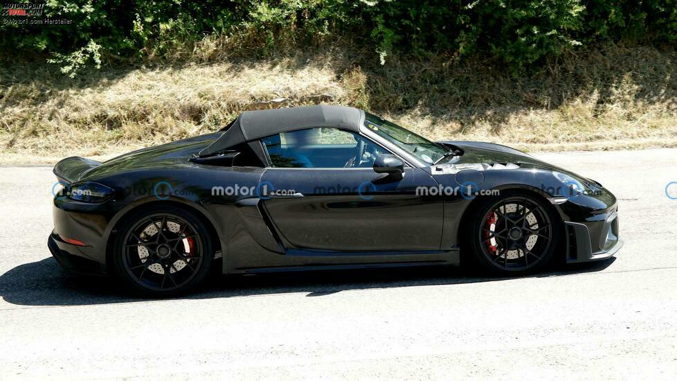 Porsche 718 Boxster Spyder RS Seitenansicht Spionagefoto