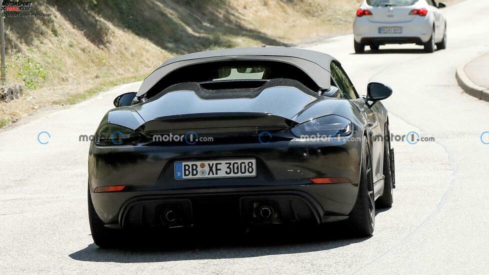 Porsche 718 Boxster Spyder RS Spy-Foto, Rückansicht