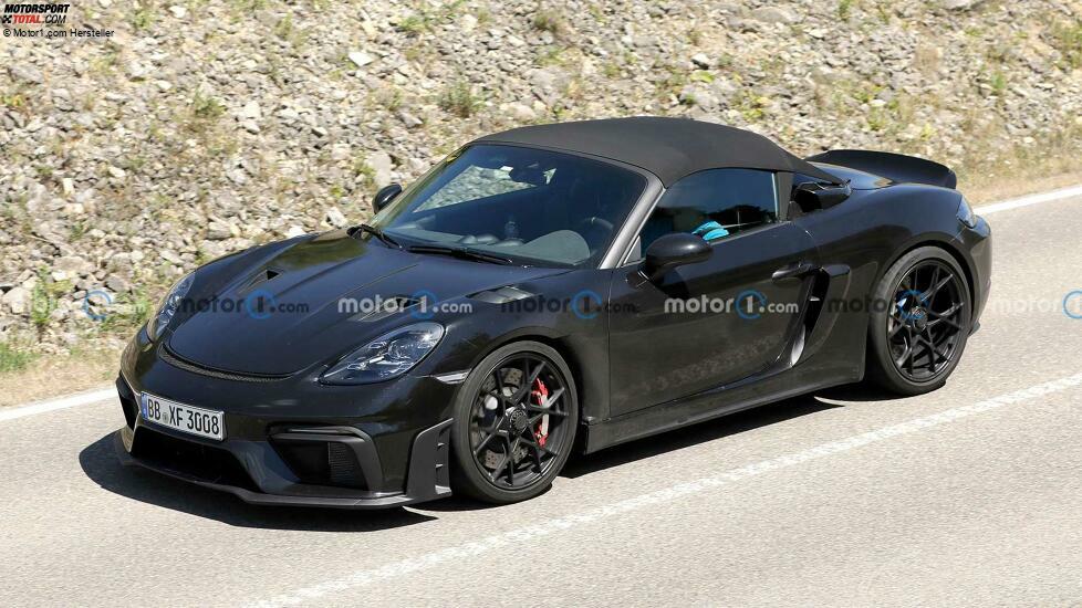 Porsche 718 Boxster Spyder RS Seitenansicht Spionagefoto