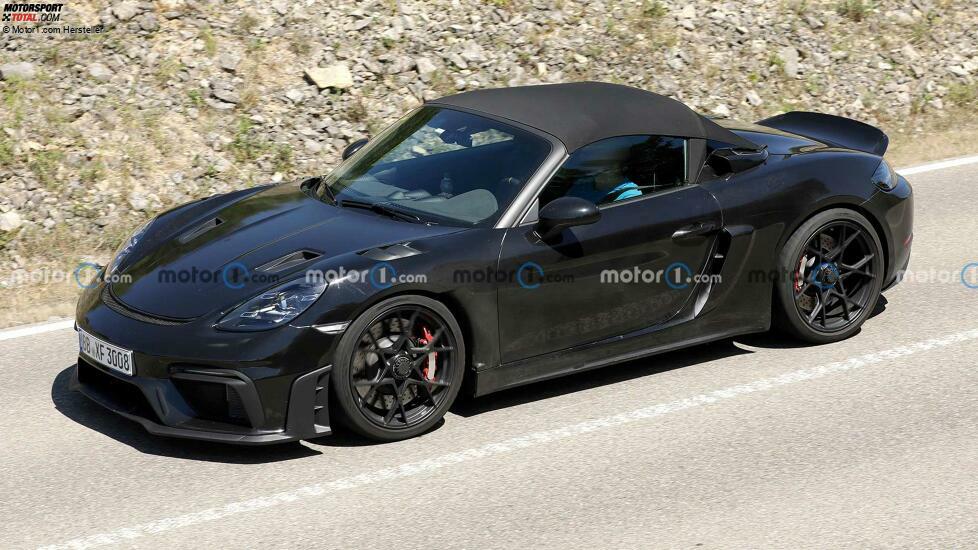 Porsche 718 Boxster Spyder RS Seitenansicht Spionagefoto