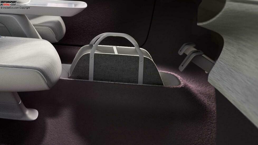 Volvo Concept Recharge (2021): Die Mittelkonsole zwischen den Vordersitzen lässt sich offenbar auch als Tasche benutzen