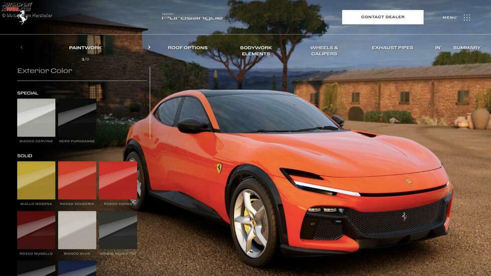 2023 Ferrari Purosangue Konfigurator Screenshots