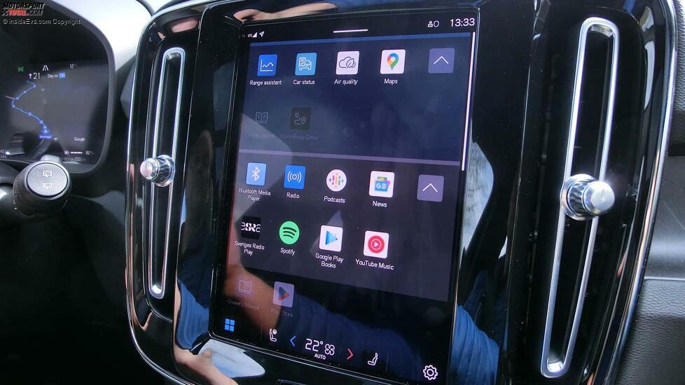 Volvo XC40 Pure Electric: Das Infotainmentsystem arbeitet mit Android Auto als Betriebssystem