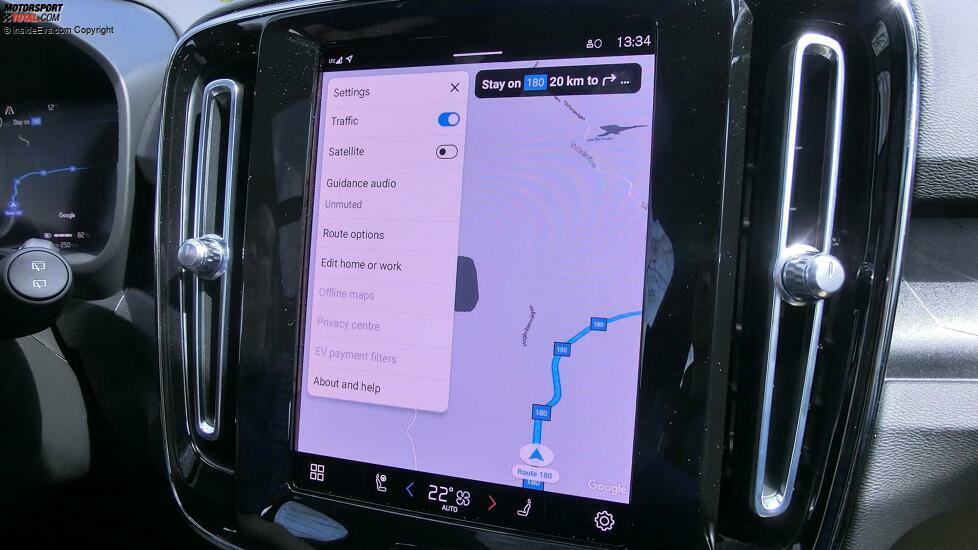 Volvo XC40 Pure Electric: Alternativ gibt es eine schlichte 2D-Kartendarstellung