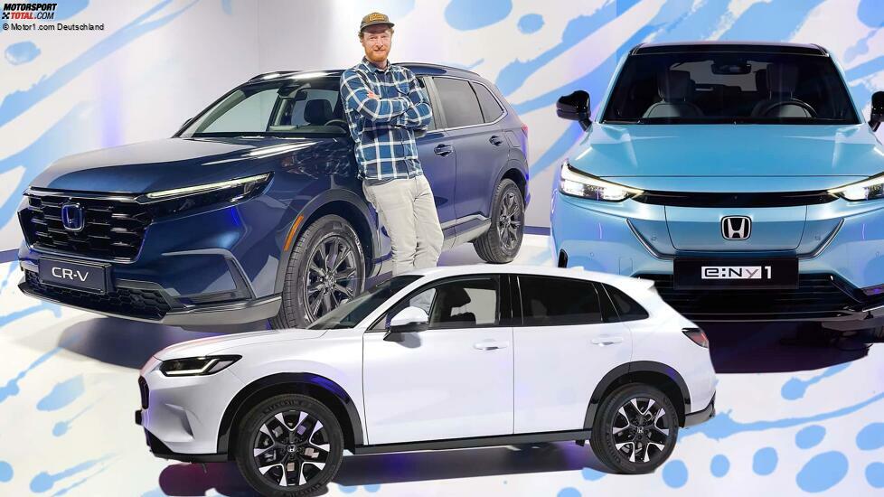 Honda CR-V (2023) Honda ZR-V (2023) und Honda e:Ny1 (2023) im Studio