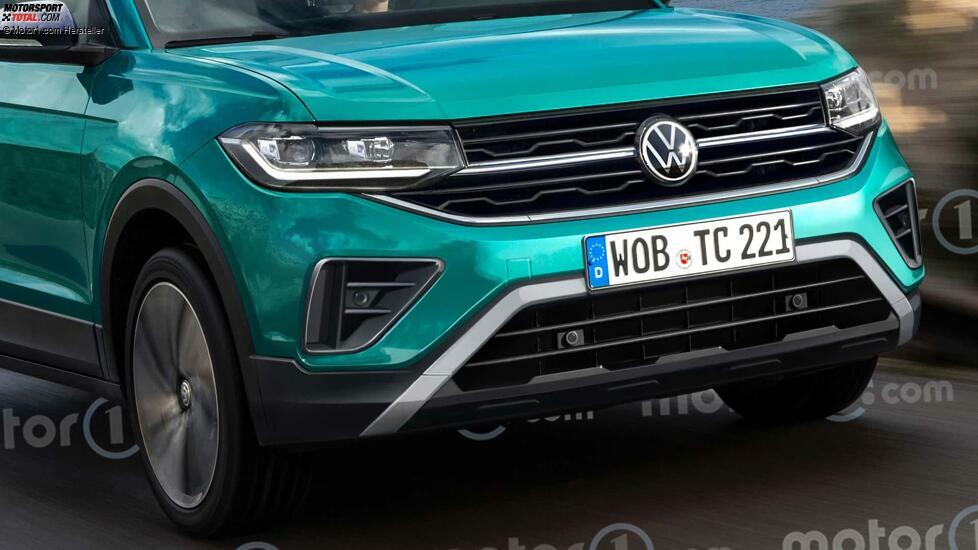VW T-Cross (2023) mit Facelift als Rendering von Motor1.com