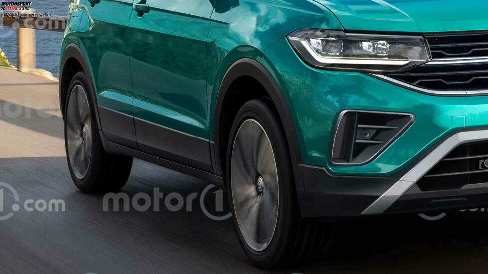 VW T-Cross (2023) mit Facelift als Rendering von Motor1.com