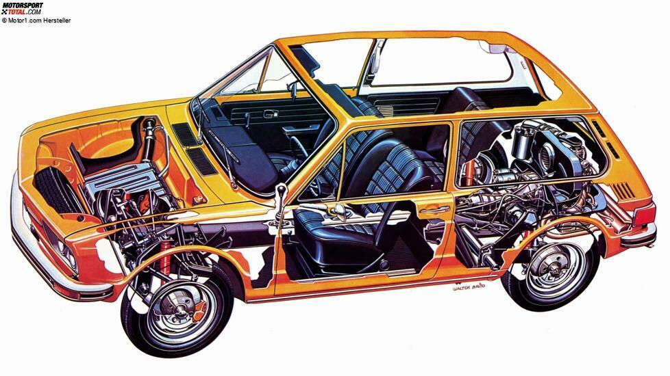 Es gab einen vorderen Kofferraum und einen weiteren hinten, über dem Motor.