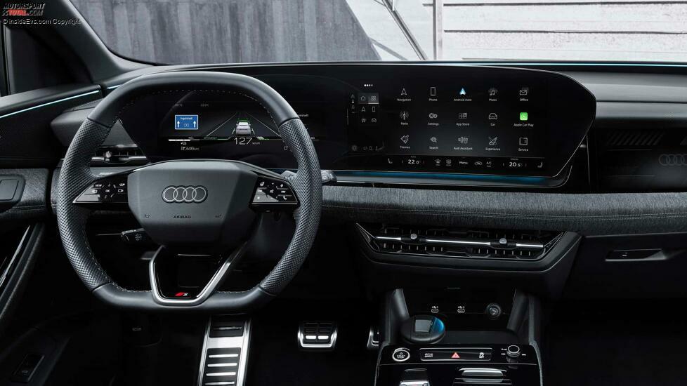 Audi Q6 e-tron: Das Cockpit mit dunkler Innenausstattung (Detail)