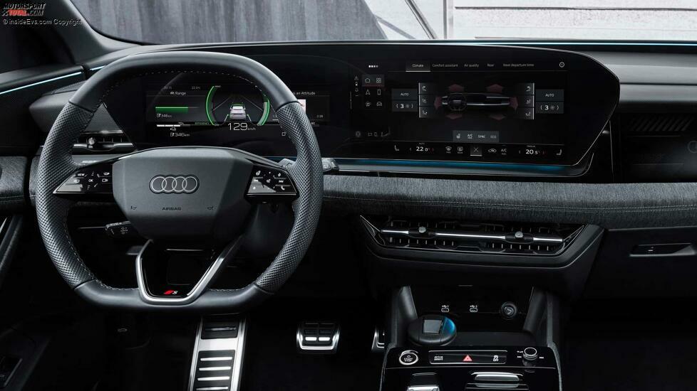 Audi Q6 e-tron: Das Cockpit mit dunkler Innenausstattung (Detail)
