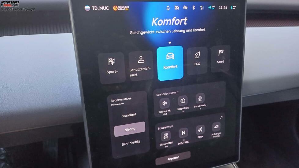 Nio ET5 Touring: Touchscreen (im Komfort-Modus)