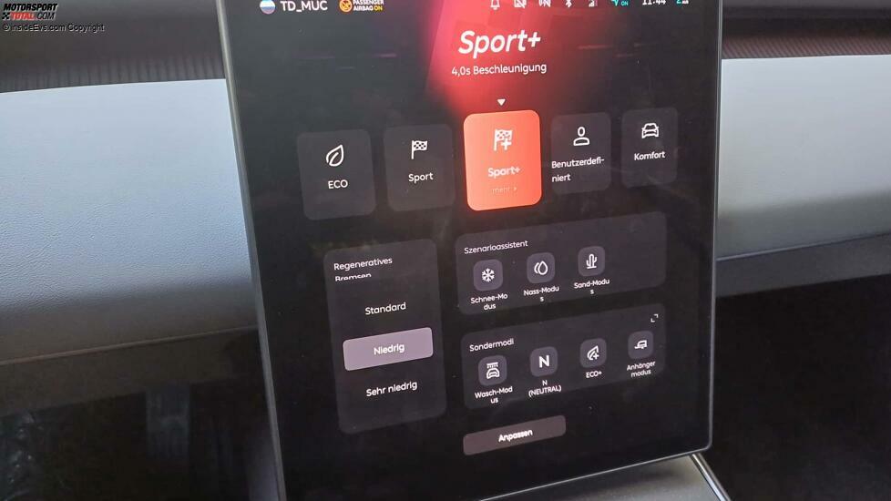 Nio ET5 Touring: Touchscreen (im Komfort-Modus)