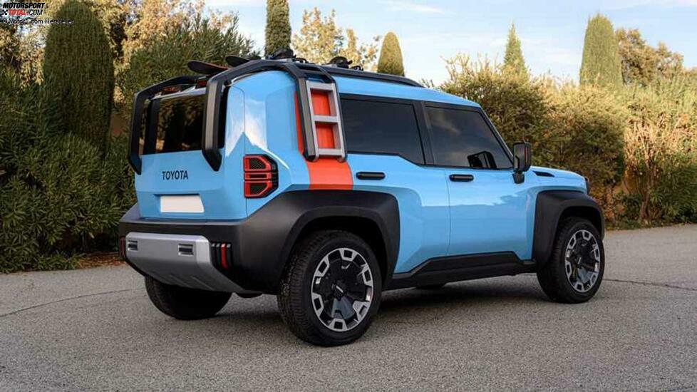 Außenansicht des Toyota Compact Cruiser EV, Außenansicht des Modells in voller Größe, Dreiviertelansicht