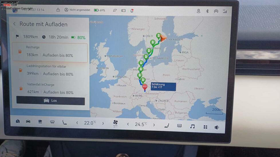 Zeekr X: Das Navi tüftelt eine komplette Ladestrategie für lange Strecken aus